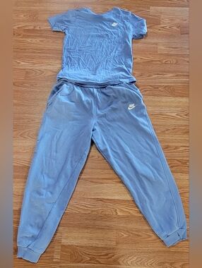 Nike Youth Blue Jogger Sweatpants Set with White Logo-pants size XL & top size M